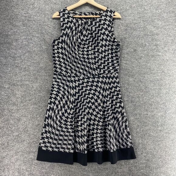 AB Studio Dresses & Skirts - AB Studio Dress Women L Large Black Geometric Sheath Midi Sleeveless Round Neck